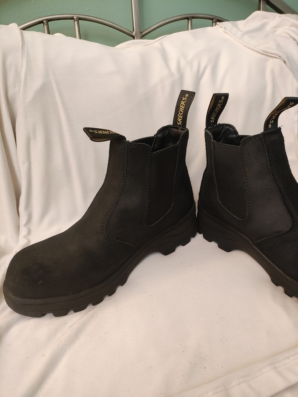 Skechers Women's Black Slip-On Chelsea Work Boots
